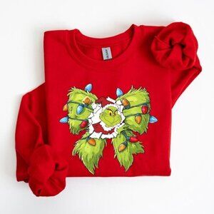 Grinch Christmas Lights Funny Holiday Cozy Sweatshirt